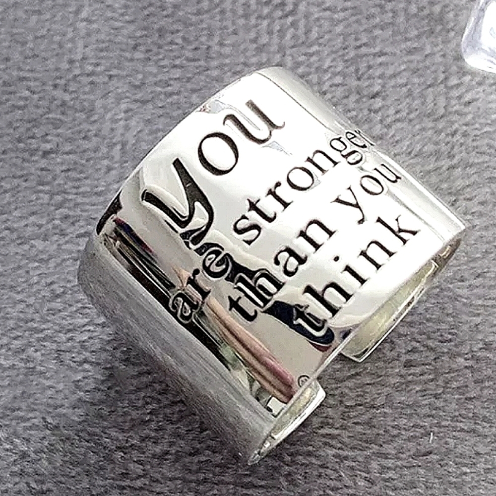 INSPIRATIONAL STERLING SILVER MESSAGE WIDE BAND RING